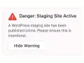 Avviso: sito di staging attivo. Attenzione, un ambiente di staging WordPress è online.