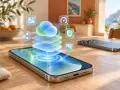 Un iPhone mostra un'interfaccia con icone di app e una nuvola digitale, simboleggiando la connettività e le funzionalità di iOS 27.