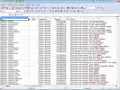 Foglio di calcolo con elenco di bracciali, ogni riga è un prodotto con SKU, nome e altre informazioni. Formato per file di testo.