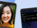 Due smartphone Android mostrano un volto sorridente e una notifica con suggerimenti intelligenti, dimostrando l'intelligenza del sistema Android.