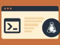 Interfaccia grafica con prompt dei comandi e logo Linux, ideale per illustrare l'uso di SQL Server con Docker su sistemi Linux.