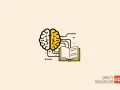 Cervello stilizzato collegato a un libro aperto, simbolo di apprendimento e memoria permanente.