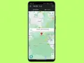 Schermata dell'app Fly GPS con una mappa e un popup che chiede "Please select the menu" per mostrare come inviare la posizione.