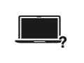 Laptop con display cristalli liquidi non si vede, accompagnato da un punto interrogativo.