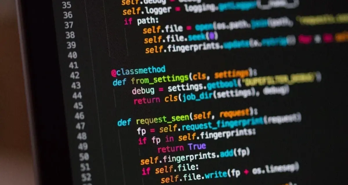 Codice sorgente in linguaggio Python, con esempi di funzioni e classi, visualizzato su uno schermo scuro.