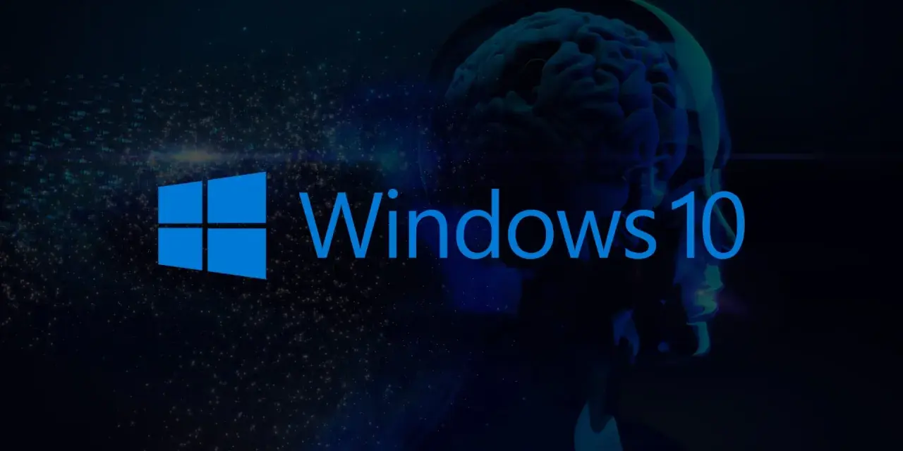 Logo Windows 10 su sfondo scuro con un cervello stilizzato, per la verifica attivazione Windows 10.