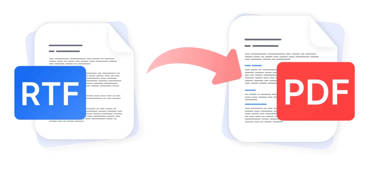 Conversione da RTF a PDF: un documento RTF si trasforma in PDF, pronto per essere condiviso.