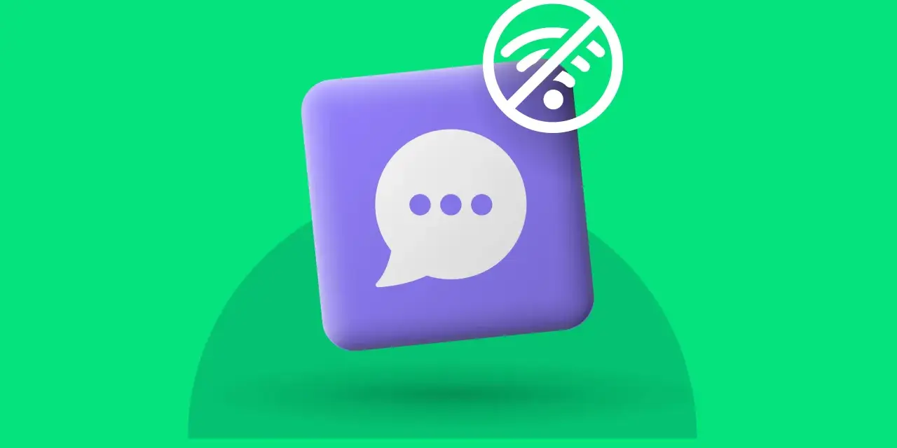 Icona di una bolla di dialogo con tre puntini e un simbolo di Wi-Fi barrato, che indica la modalità offline.