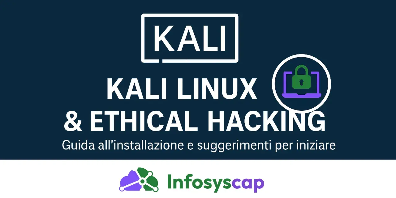 Guida Kali Linux: installazione e suggerimenti per l'ethical hacking. Icona di un laptop con lucchetto.