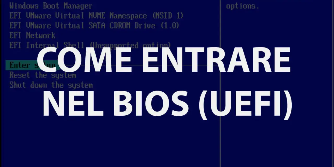 Schermata Boot Manager: scopri come accedere al BIOS (UEFI) per configurare l'ambiente di avvio e le opzioni.