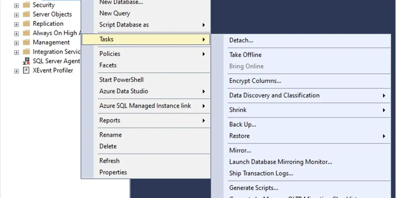 Esportazione di un'applicazione data-tier da un linked server SQL Server.