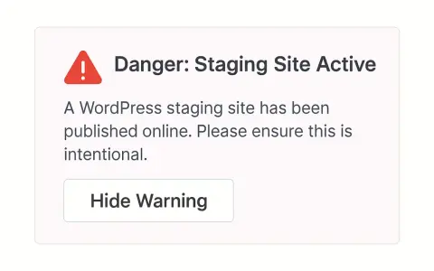 Avviso: sito di staging attivo. Attenzione, un ambiente di staging WordPress è online.
