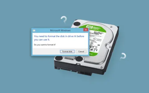 Un disco rigido Western Digital richiede la formattazione per essere utilizzabile. La finestra di dialogo di Windows chiede: "è necessario formattare il disco per poterlo utilizzare".