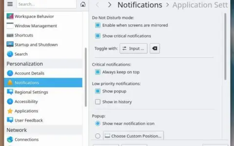 Impostazioni di sistema: qual è la barra delle notifiche. Configura le notifiche, la modalità Non disturbare e le preferenze di popup.
