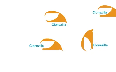 Loghi di Clonezilla, uno strumento per il backup e il ripristino di dischi.