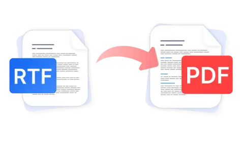 Conversione da RTF a PDF: un documento RTF si trasforma in PDF, pronto per essere condiviso.