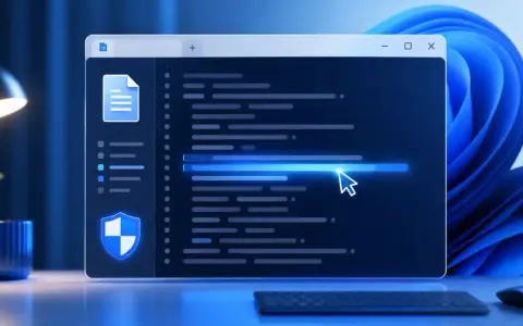 Schermata di Windows 11 con codice e icona di sicurezza. Il cursore del mouse evidenzia una riga di codice.