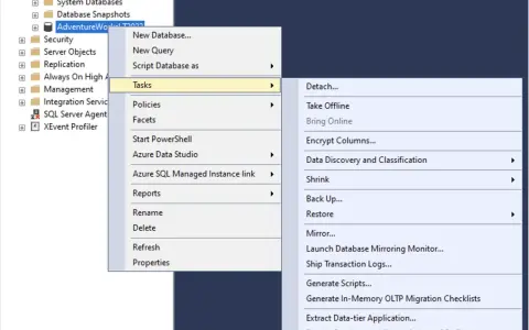 Esportazione di un'applicazione data-tier da un linked server SQL Server.