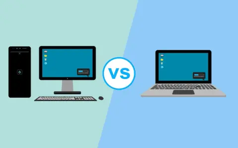 Confronto tra un PC fisso e un notebook, evidenziando la differenza tra notebook e pc portatile.
