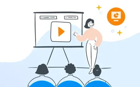 Presentazione con un video e un'icona di grafici. Ideale per chi cerca un power point gratis per le proprie idee.