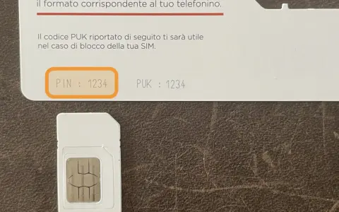 Scheda SIM e istruzioni per sbloccare una SIM senza PUK. Il codice PUK è essenziale in caso di blocco.