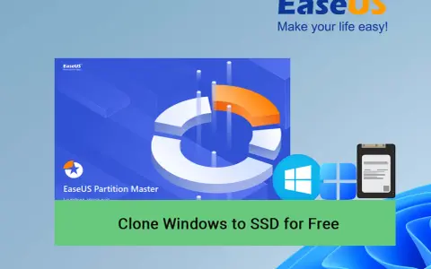 Clonare hard disk Windows 10 gratis con EaseUS Partition Master. Icone Windows e SSD.
