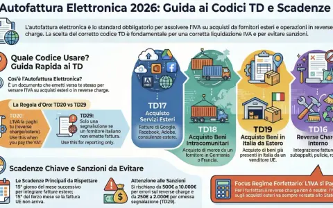 Guida all'autofattura elettronica 2026: codici TD per acquisti esteri, beni intracomunitari e reverse charge interno. Evita sanzioni!