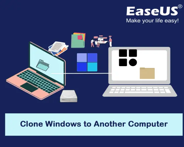 Per clonare PC su altro PC, un laptop rosa trasferisce dati a uno grigio tramite un disco esterno.