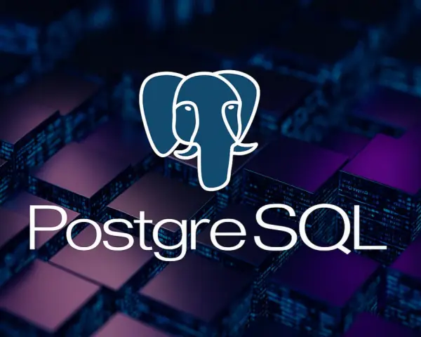 Logo di PostgreSQL con un elefante blu su uno sfondo di cubi scuri e luminosi. Scopri cos'è PostgreSQL, un potente database relazionale.