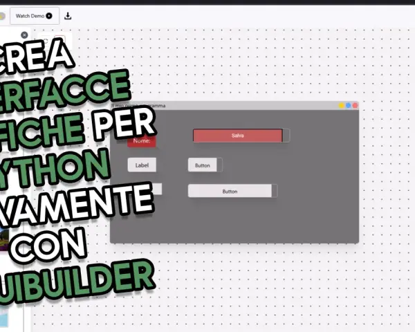 Crea interfacce grafiche Python visivamente con Pyuibuilder. Un'anteprima di un'interfaccia con pulsanti e etichette.