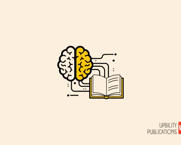 Cervello stilizzato collegato a un libro aperto, simbolo di apprendimento e memoria permanente.