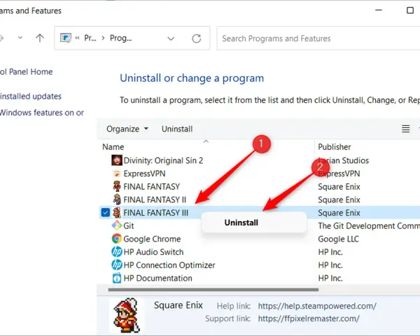 Guida per imparare come disinstallare app su pc. Seleziona l'app e clicca su "Disinstalla".