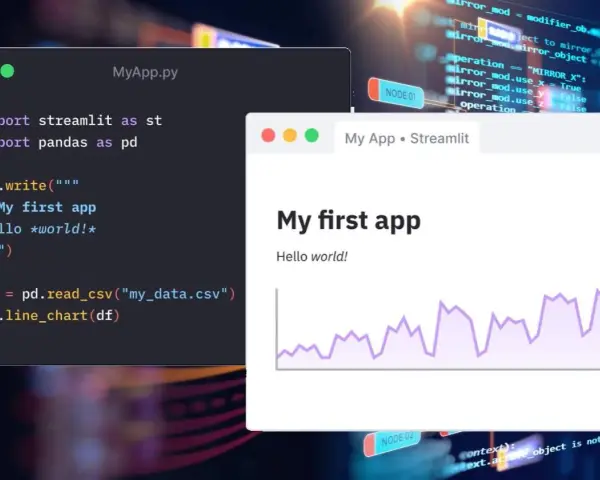 Codice Python per creare una grafica interattiva con Streamlit e Pandas. Visualizzazione di un grafico a linee.
