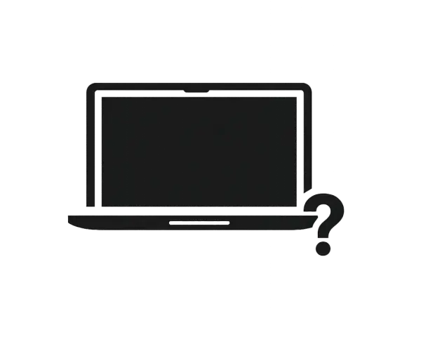 Laptop con display cristalli liquidi non si vede, accompagnato da un punto interrogativo.