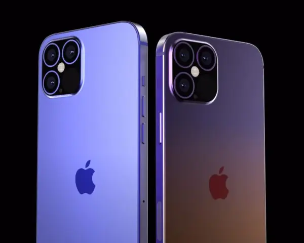 Due iPhone 12 color lavanda e viola, con il logo Apple. Aggiornamenti iPhone 12 fino a quando non saranno disponibili nuovi modelli.