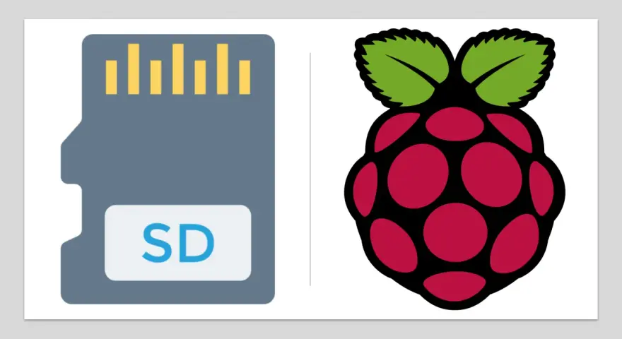 Scheda SD e logo Raspberry Pi, ideali per un raspberry backup.