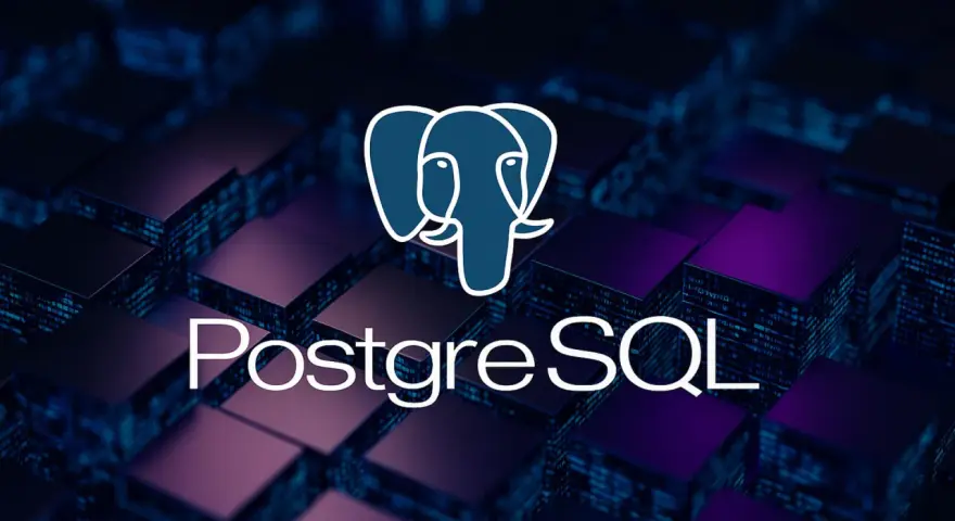 Logo di PostgreSQL con un elefante blu su uno sfondo di cubi scuri e luminosi. Scopri cos'è PostgreSQL, un potente database relazionale.