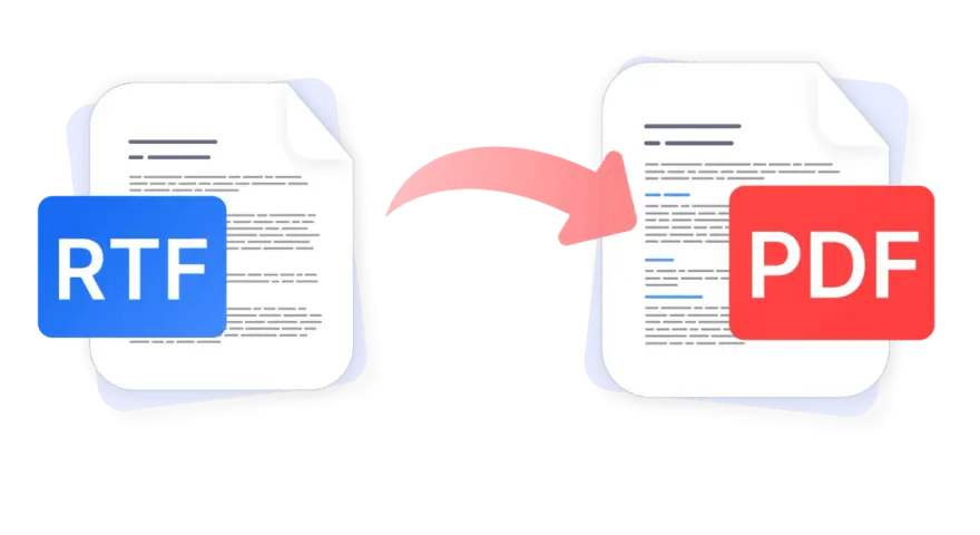 Conversione da RTF a PDF: un documento RTF si trasforma in PDF, pronto per essere condiviso.