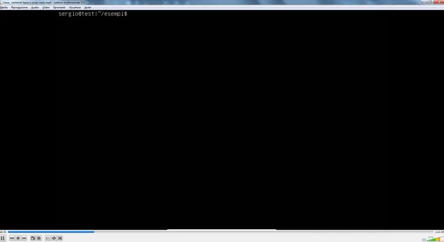 Prompt dei comandi Linux: sergio@test:~/esempi$.
