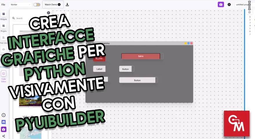 Crea interfacce grafiche Python visivamente con Pyuibuilder. Un'anteprima di un'interfaccia con pulsanti e etichette.