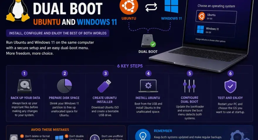 Guida al dual boot di Linux Ubuntu e Windows 11. Sei passi per installare e configurare entrambi i sistemi operativi sul tuo PC.