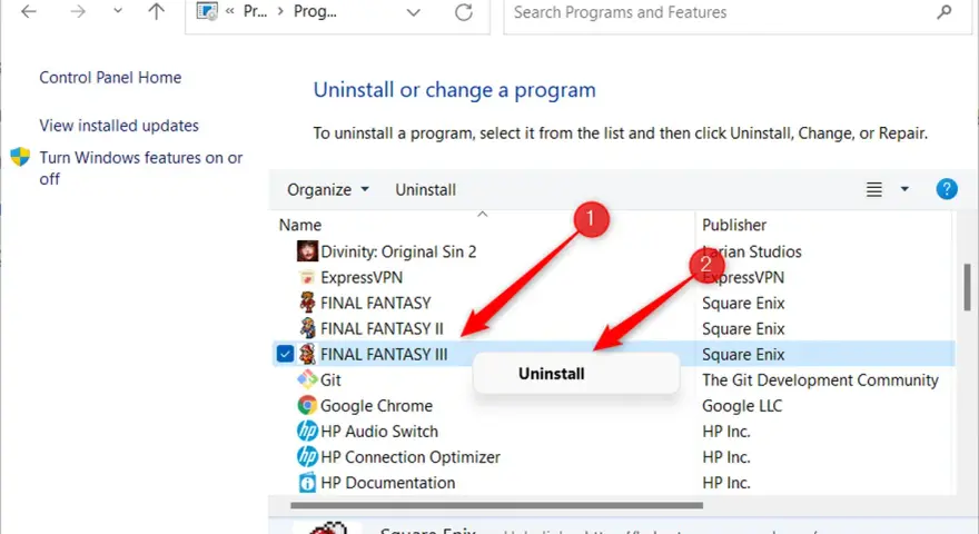 Guida per imparare come disinstallare app su pc. Seleziona l'app e clicca su "Disinstalla".