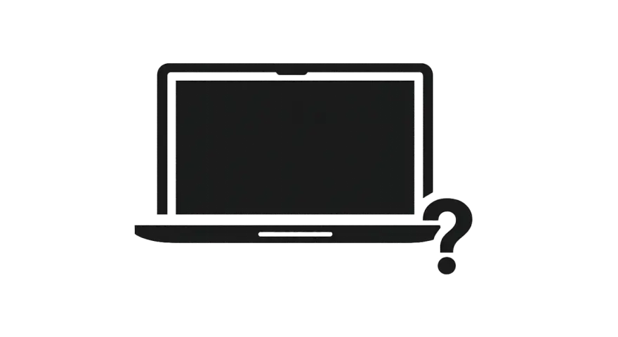 Laptop con display cristalli liquidi non si vede, accompagnato da un punto interrogativo.