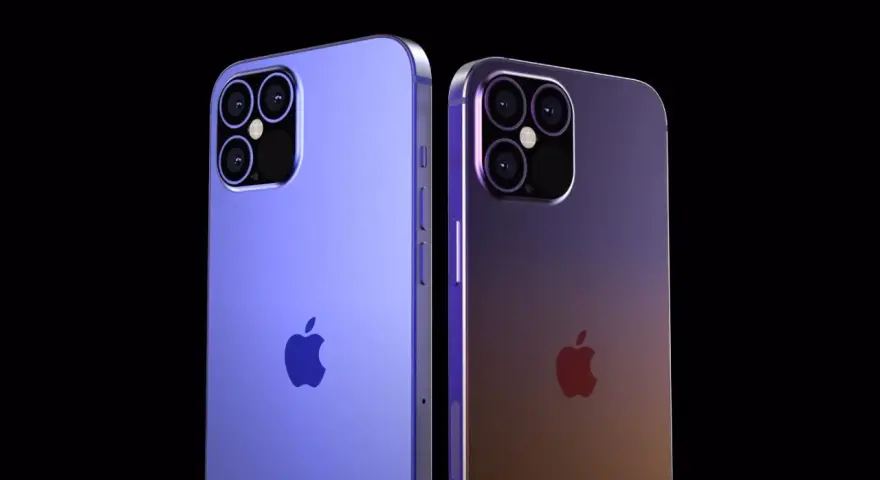 Due iPhone 12 color lavanda e viola, con il logo Apple. Aggiornamenti iPhone 12 fino a quando non saranno disponibili nuovi modelli.